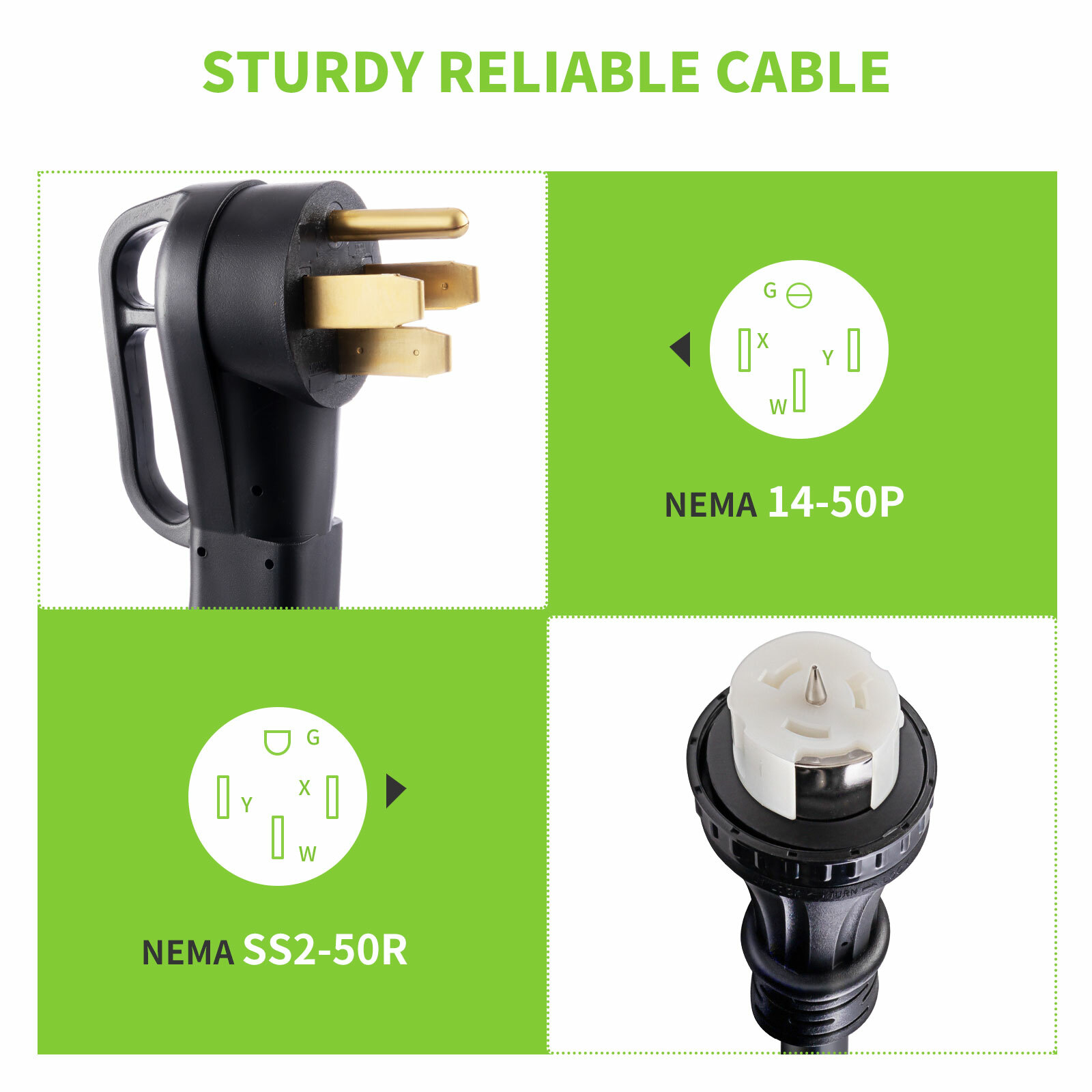 50 Amp 25FT Generator Power Cord and Waterproof Power Inlet Box 14-50P to CS6364