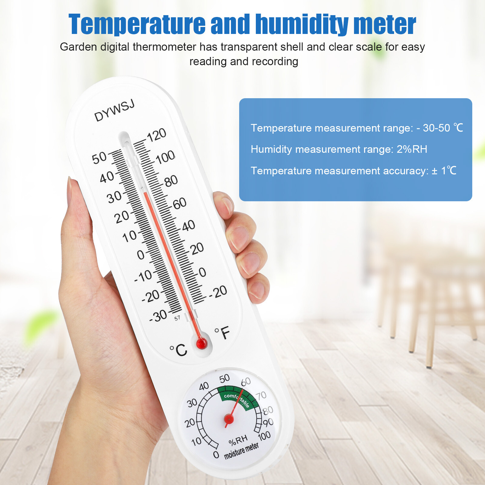 3PCS Wall Thermometer Indoor Outdoor Mount Garden Greenhouse Home Humidity Meter