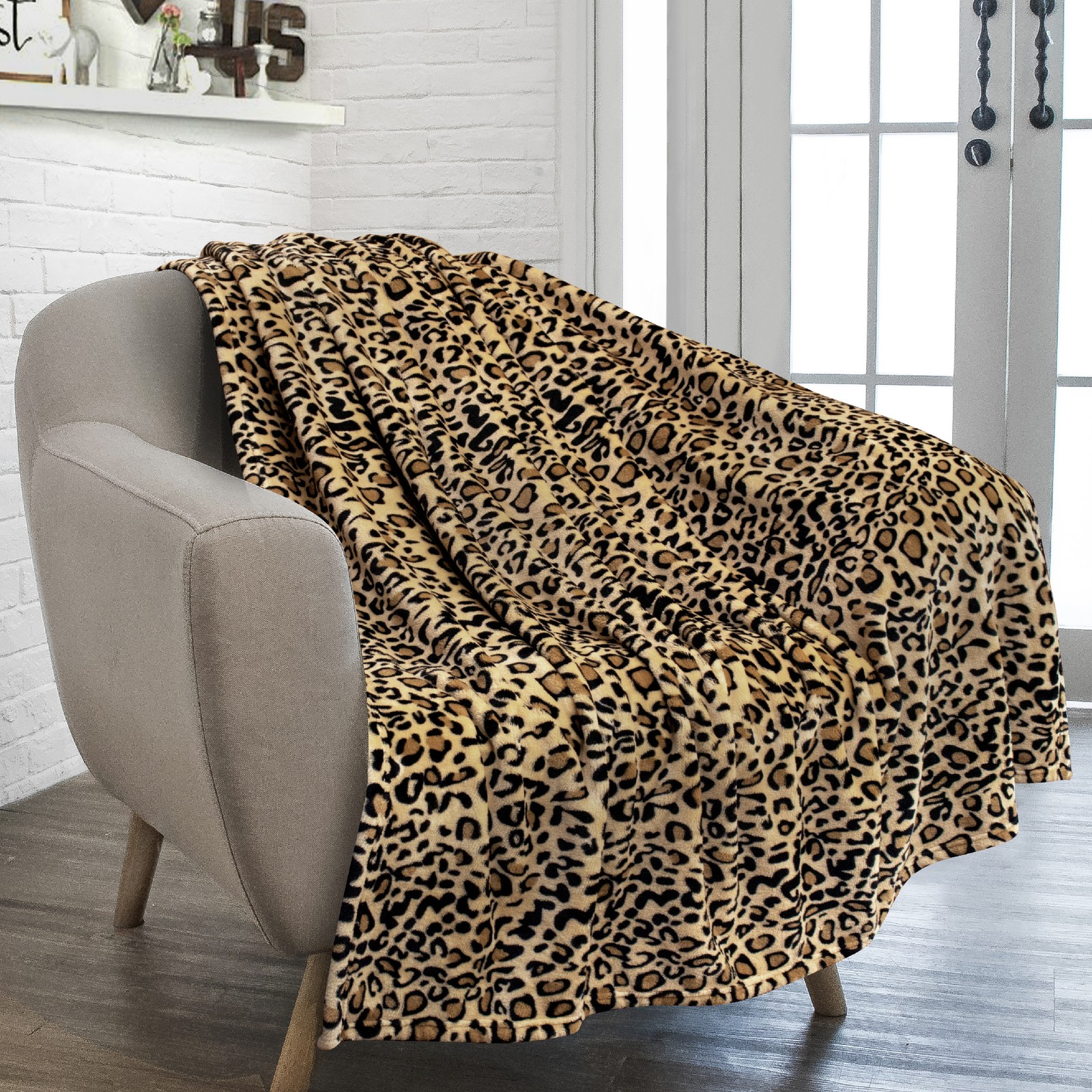 Cheetah Print Fleece Throw Blanket Leopard Animal Soft Microfiber for Sofa Couch
