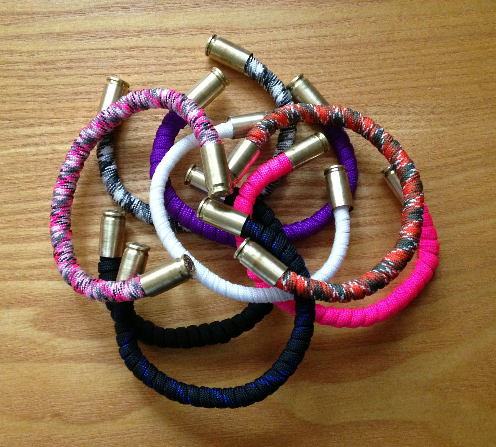 Paracord Copper Brass 9mm Spent Casing Cuff Bracelet