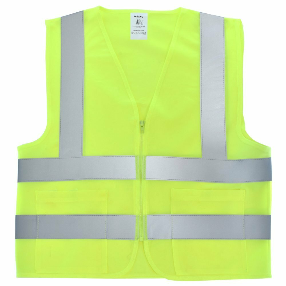 2 Pockets Yellow High Visibility Safety Vest, ANSI/ ISEA 107-2010