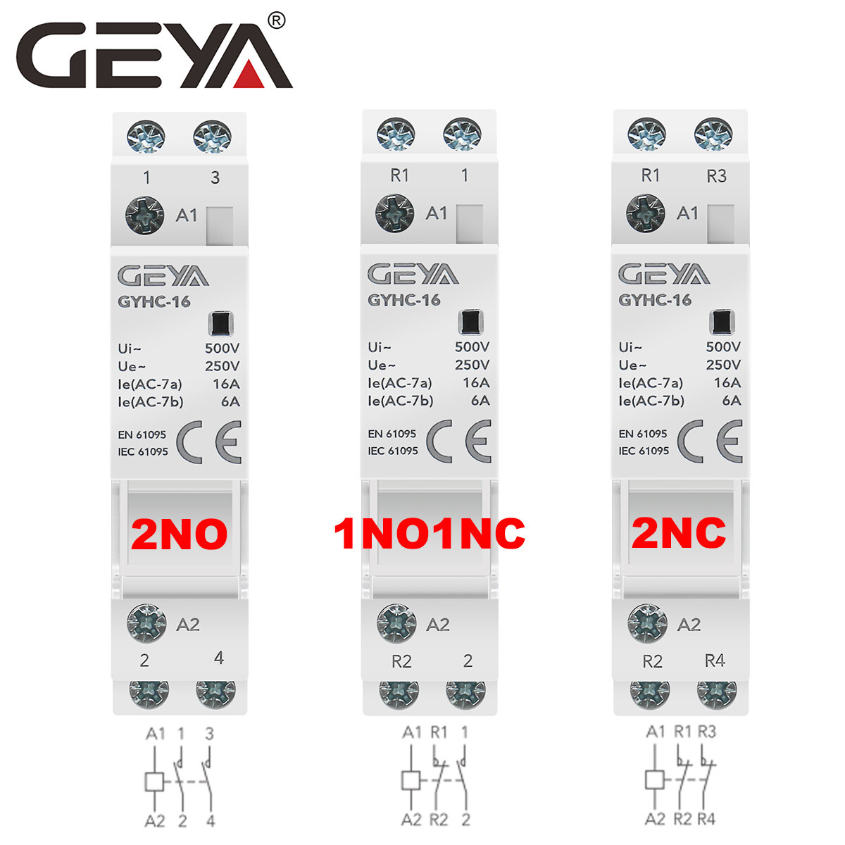 GEYA Modular AC Automatic Contactor 2P 25A 2NO 110V Household Contactor Din Rail