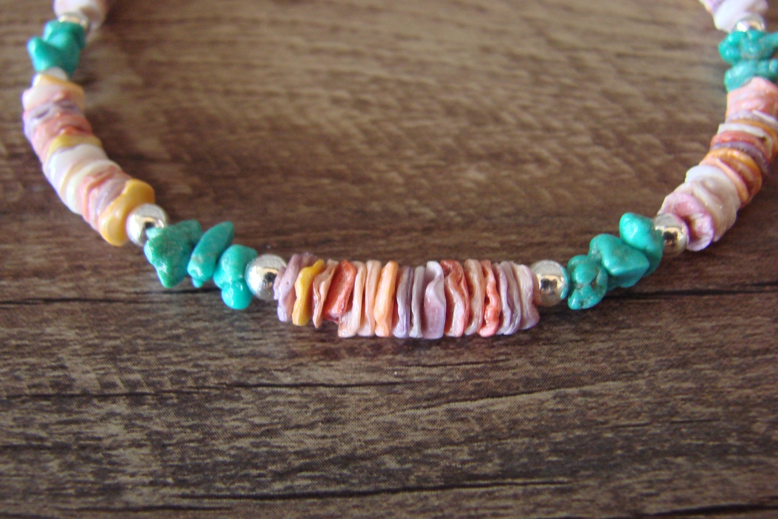 D. Jake Navajo Oyster Shell and Turquoise Beaded Anklet