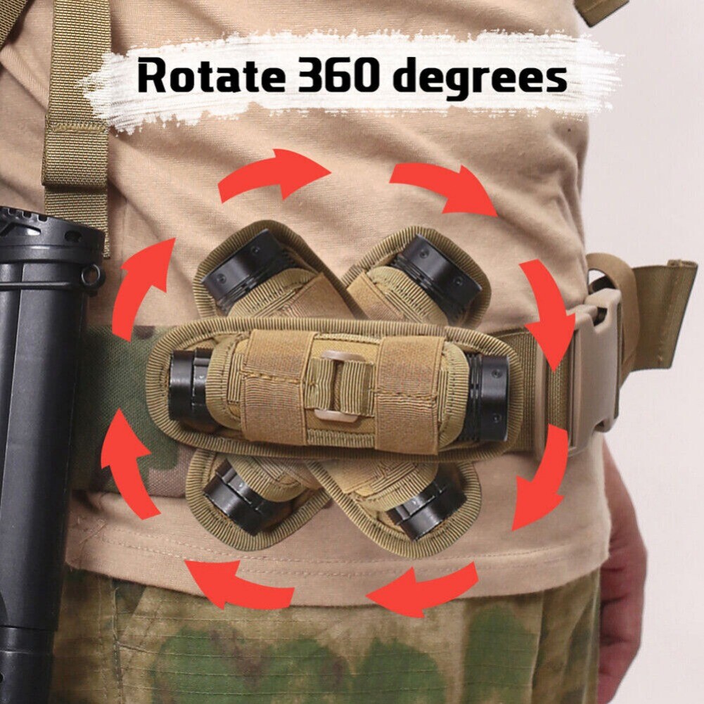 360° Rotatable Green Tactical Flashlight Holster Stretchable Clip Holder Pouches