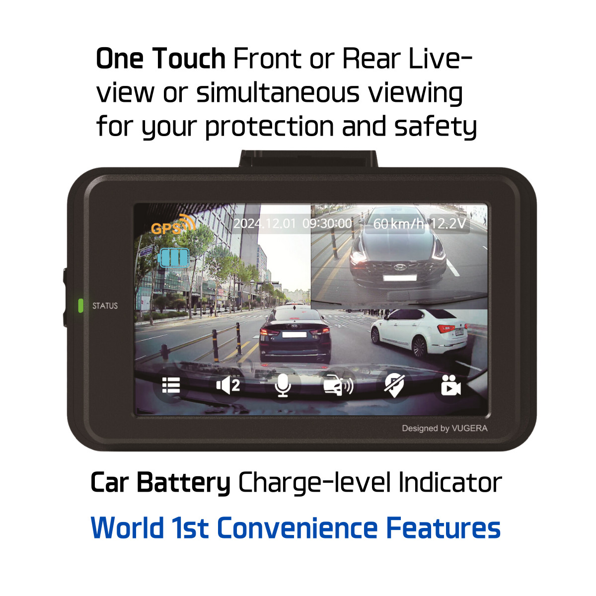 VUGERA SV2 PRO 2.5K+FHD 128GB 2CH STARVIS2 Front and Rear Dual Channel Dashcam