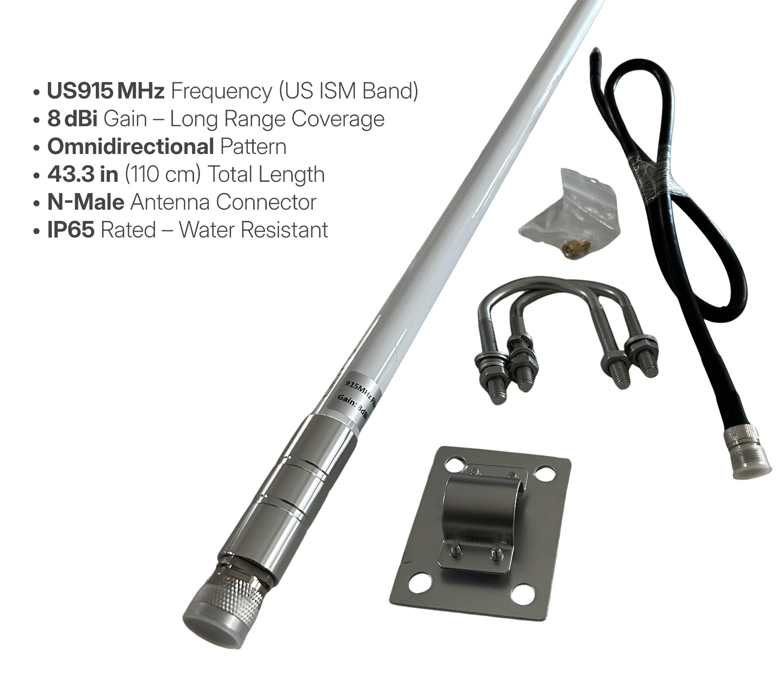 915MHz 8dBi Long Range Antenna | Meshtastic | LoRa LoRaWAN IoT | Helium Hotspot