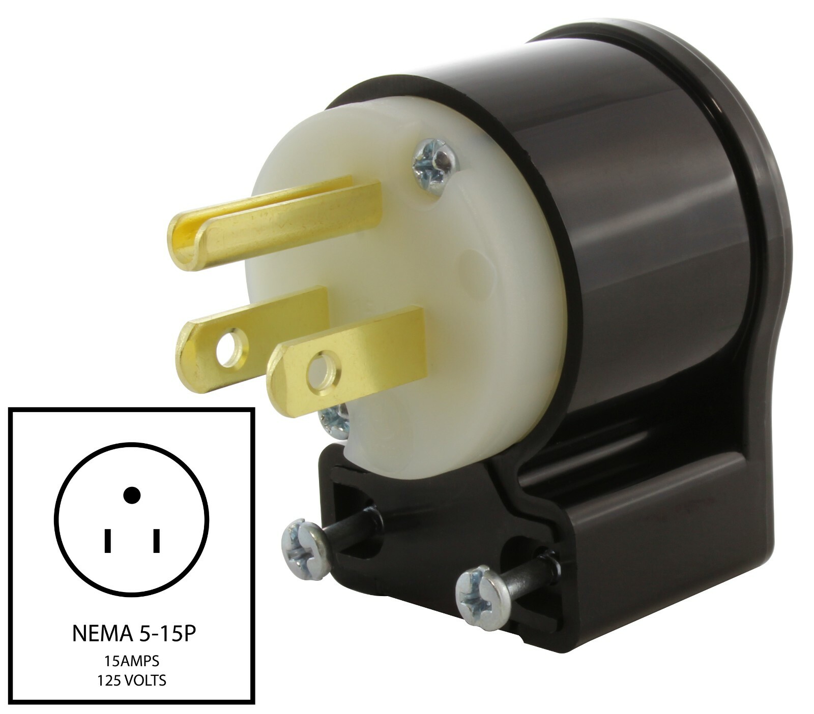15A 125V NEMA 5-15P 3-Prong Multi-Angle Elbow Regular Household Plug Assembly
