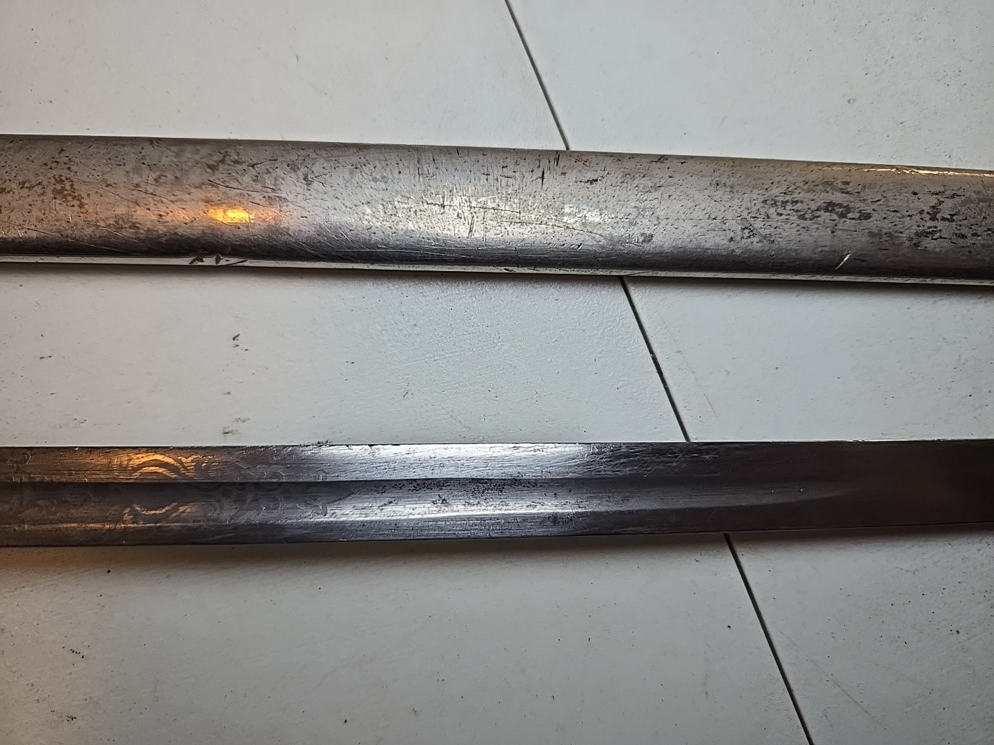 WWI M1889 German Wurttemberg Kinder Sabel Sword w/Scabbard - Etched - Kirschbaum