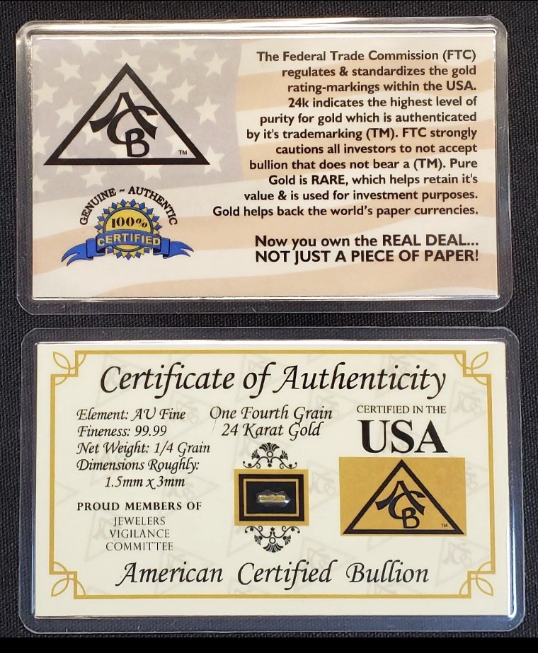 Vintage 24 Kt solid Gold Bar  100% Certified Gold Bullion