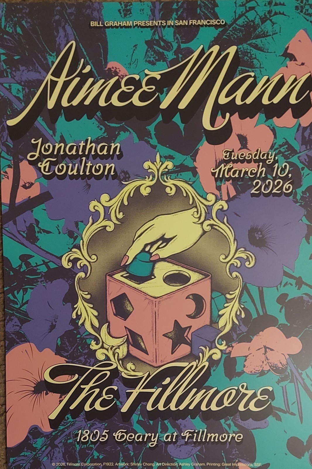 Mint Aimee Mann  Fillmore Poster 2026 Till Tuesday