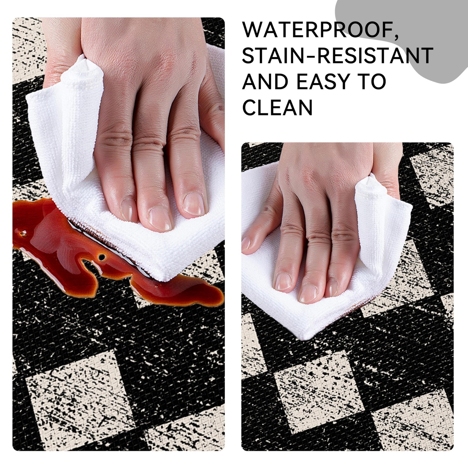 VivaNest Black Beige Moroccan 17"x29"+17"x47"-0.4"H, Trellis-blackbeige