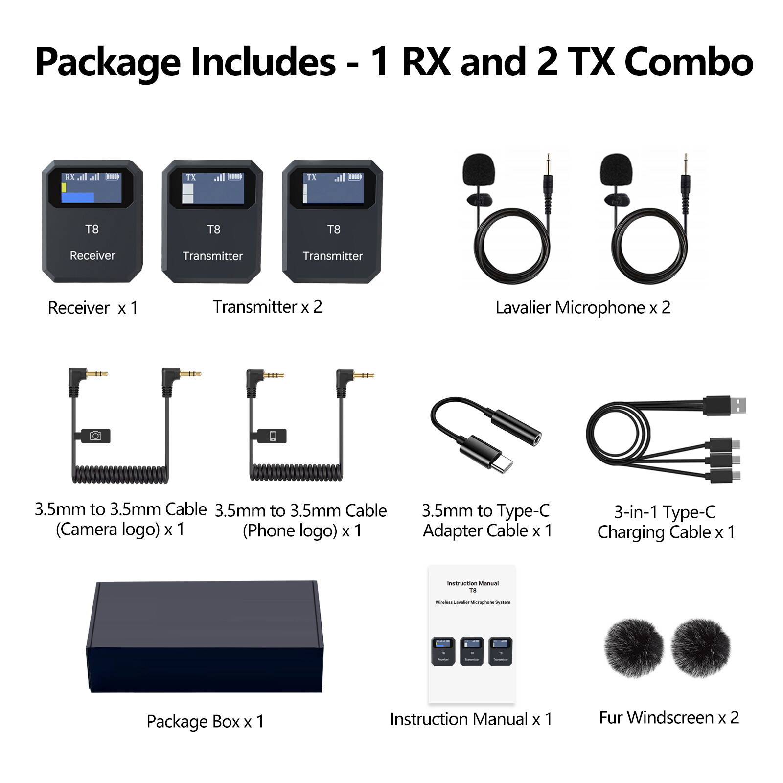 Wireless Lavalier Microphone System Lapel Mic for DSLR Camera Tablet Phone Vlog