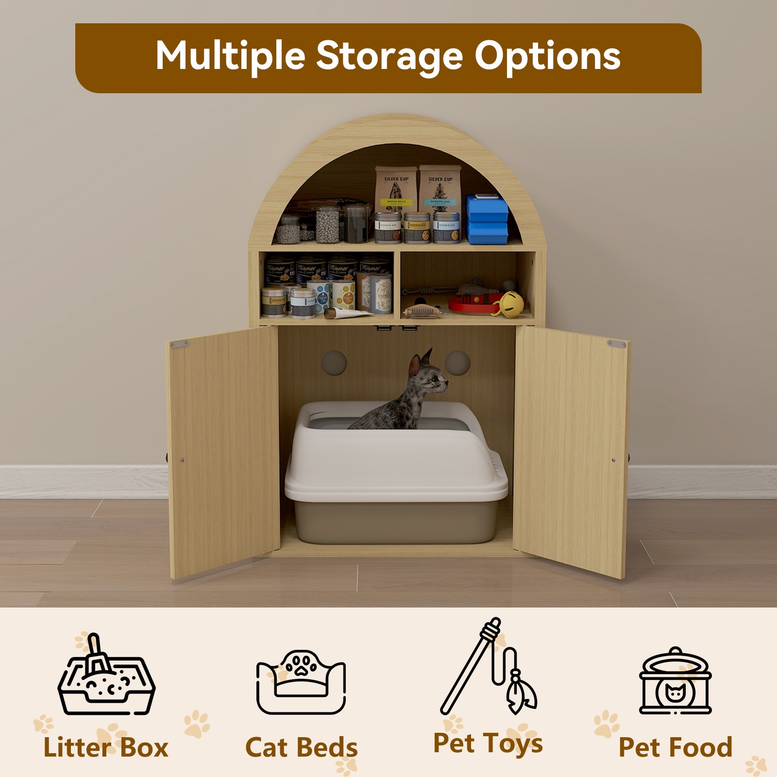 Hide Litter Box in Furniture Cabinet |Odor Control Enclosure w/ Discreet Storage