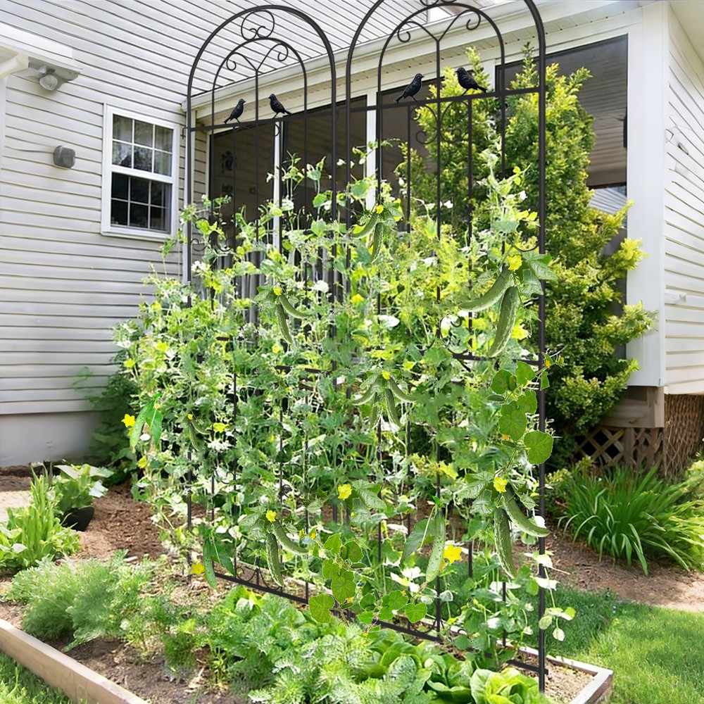 2PCS Rustproof Metal Garden Trellis 86.61" Tall for Rose/Outdoor Climbing Plants