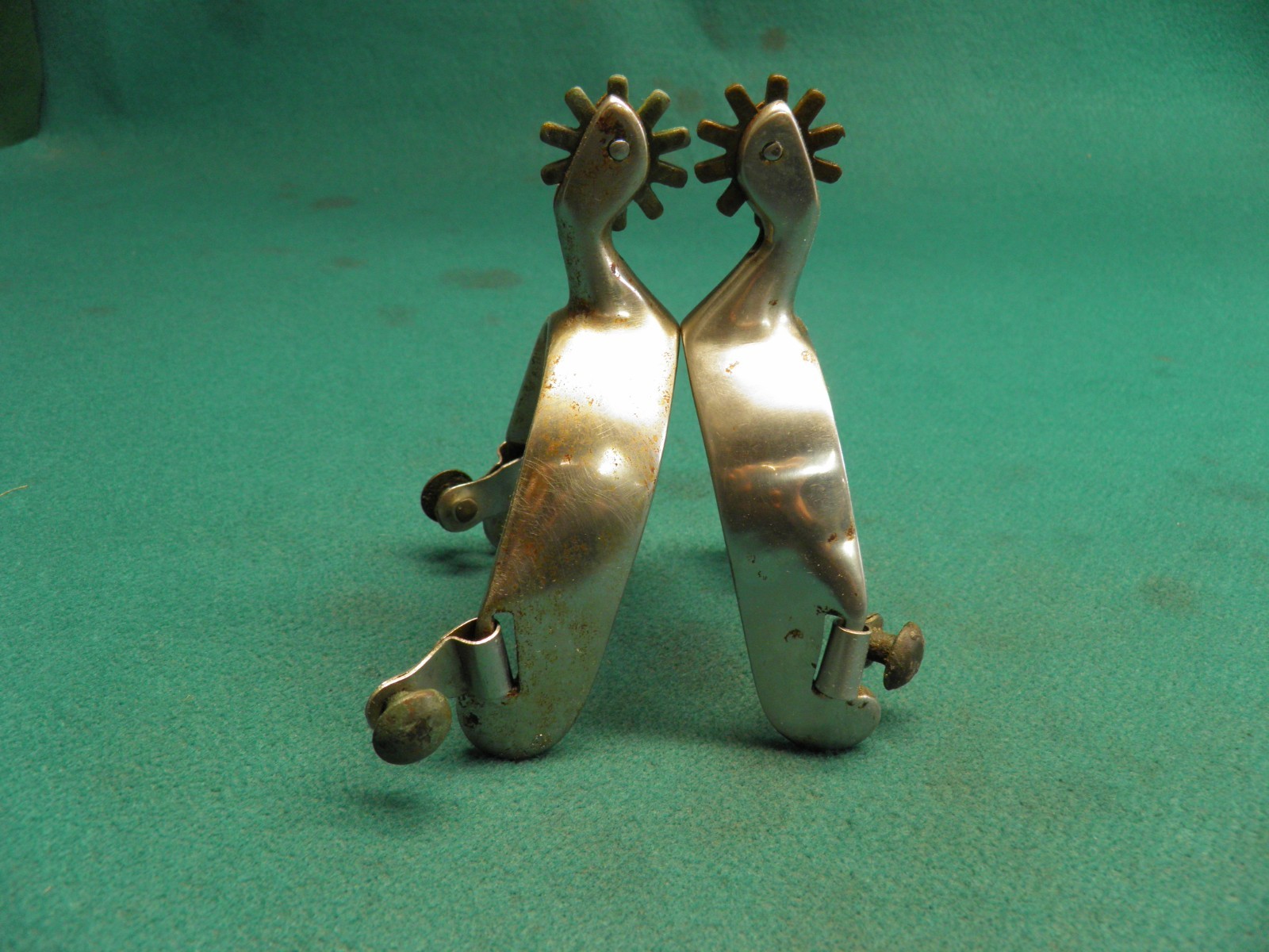 NICE VINTAGE PAIR OF STAINLESS STEEL WESTERN COWBOY SPURS