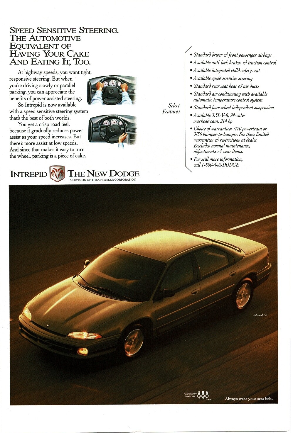 1994 DODGE Intrepid gray 4-door sedan Vintage Print Ad