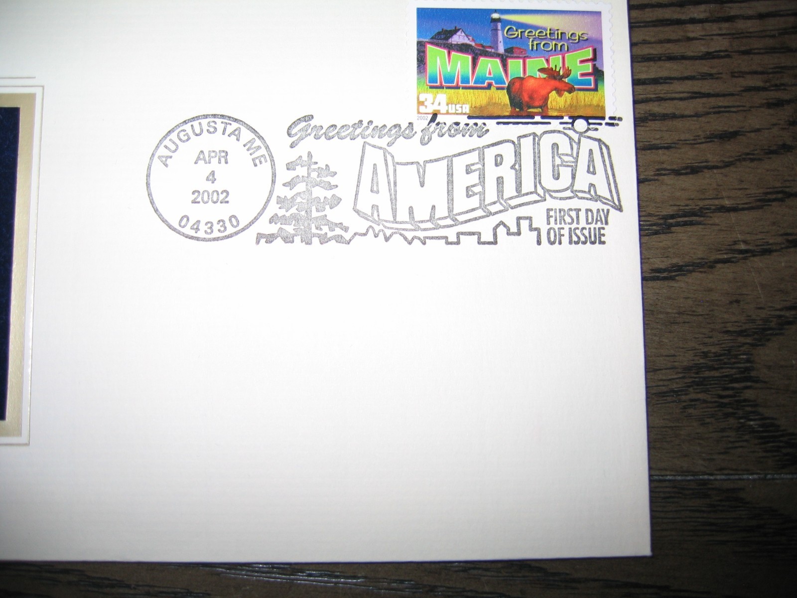 2002 MAINE Greetings From America replica Gold Stamp Golden COVER