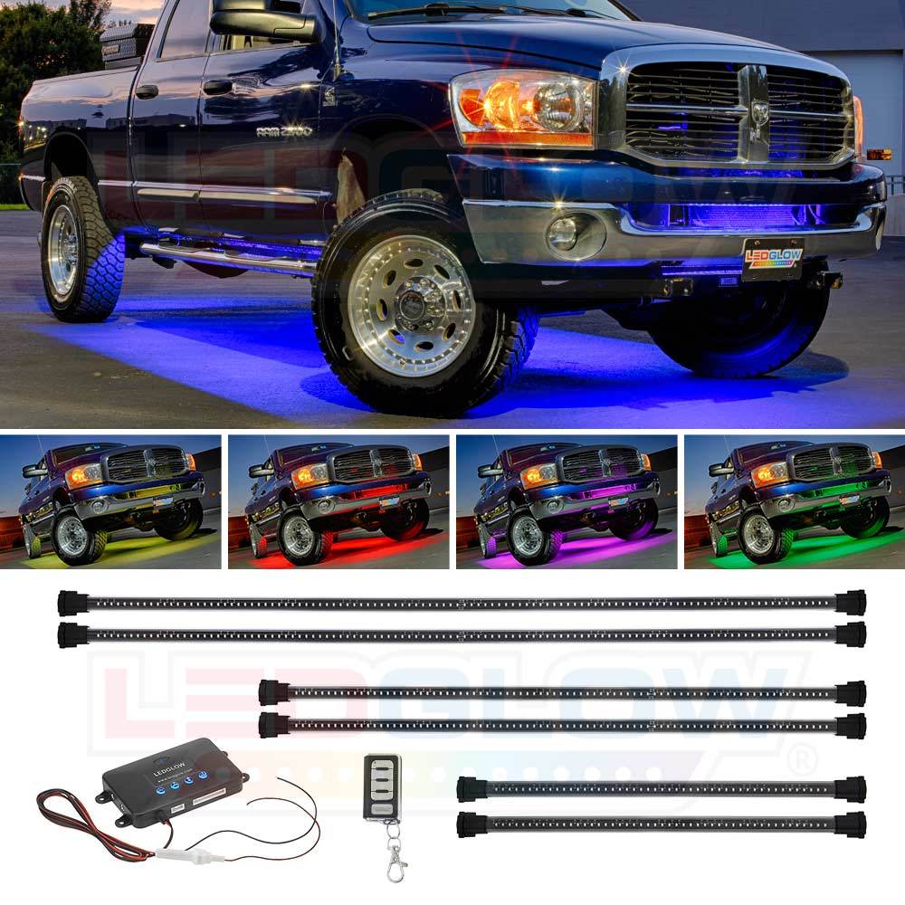 LEDGlow 6pc Million Color Wireless LED Truck Underbody Underglow Neon Light Kit