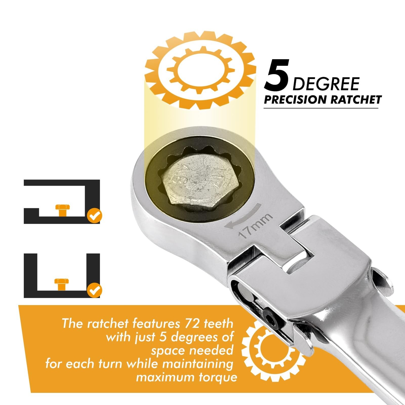 COTOUXKER Flex Head Ratcheting Wrench Set, 1/4 to 3/4 Inch Ratchet Wrench Set...