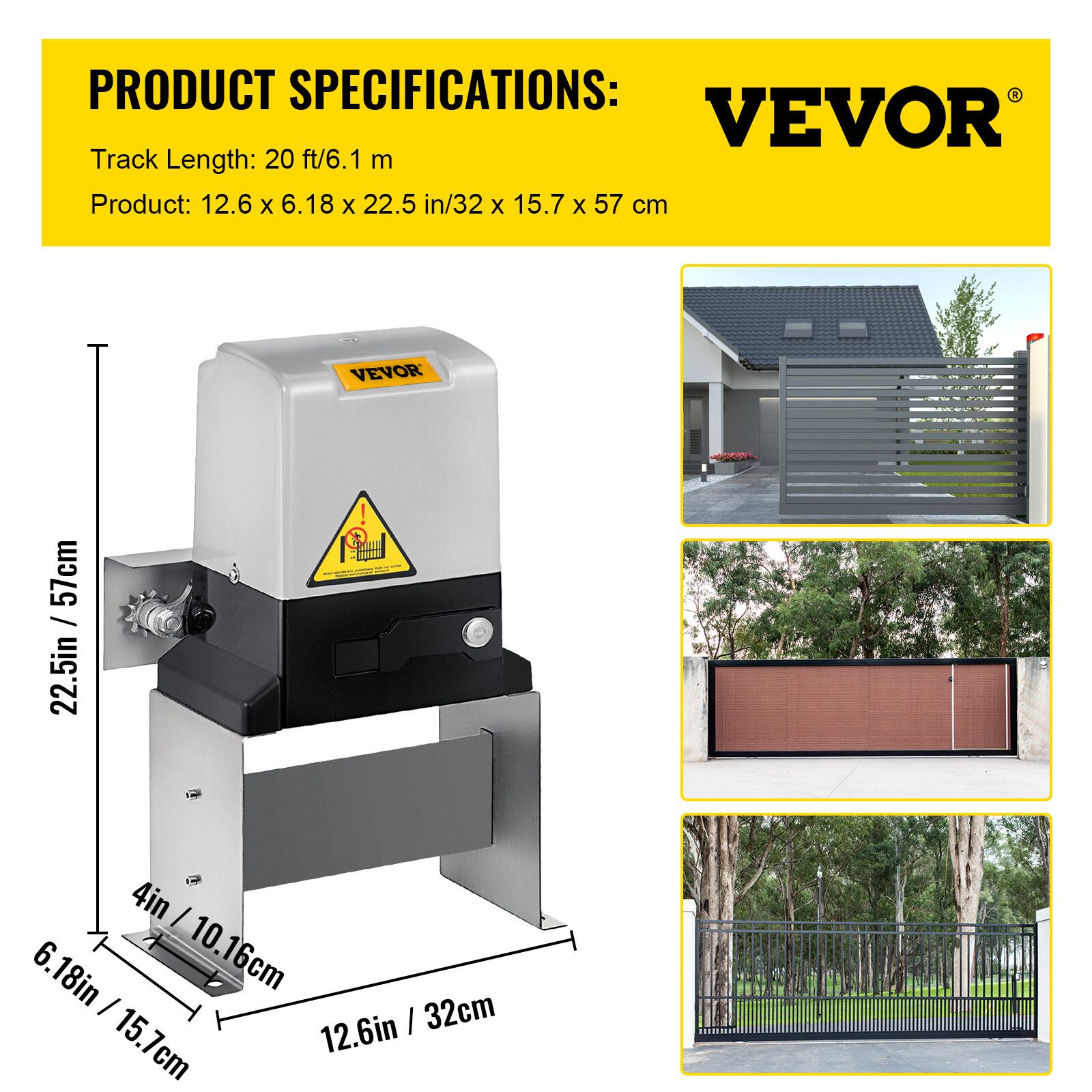 VEVOR 3100lbs Sliding Gate Opener Door Driveway Motor Electric With 2 Remotes