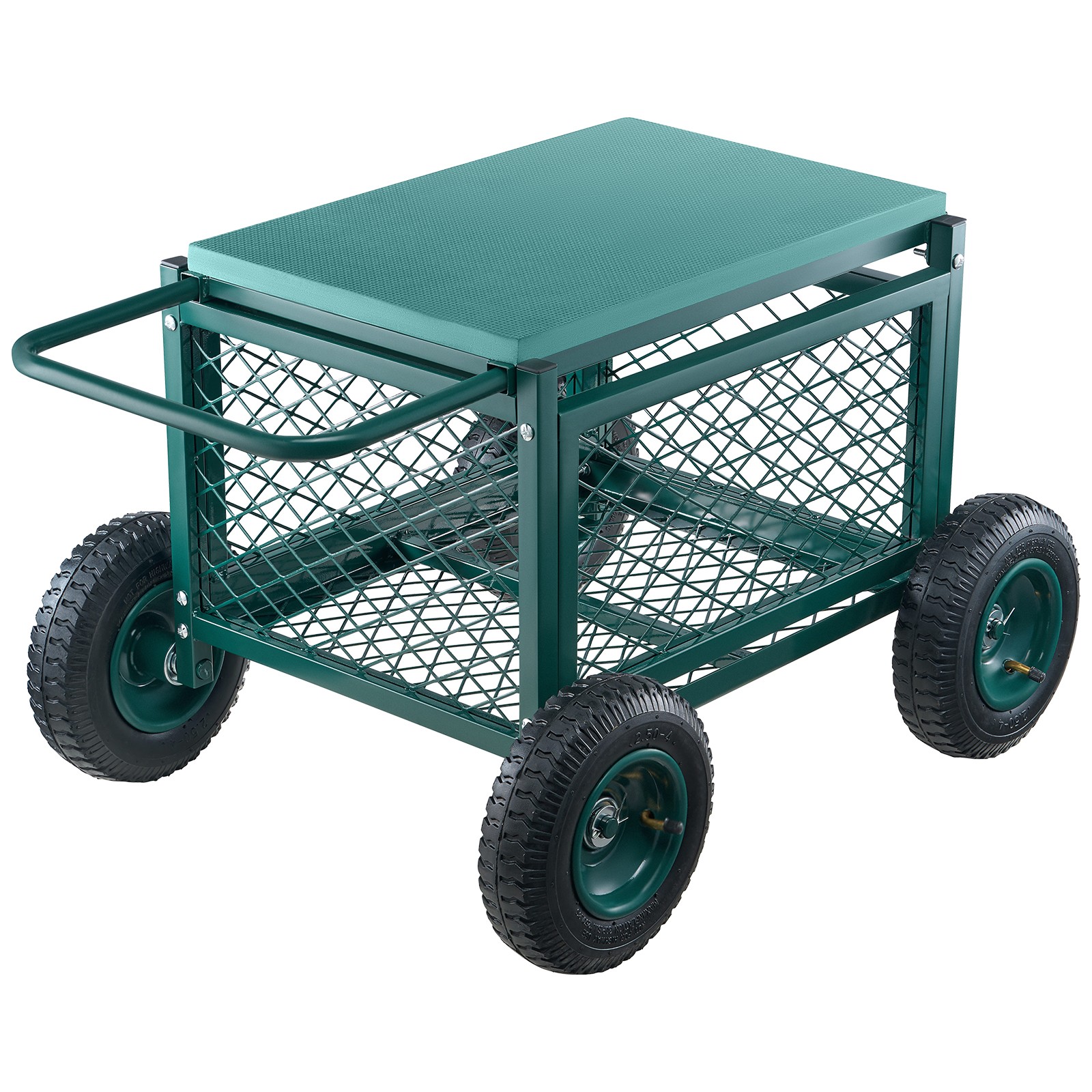 Rolling Garden Seat with Wheel 400LB Heavy Duty Metal Garden Cart with Storage