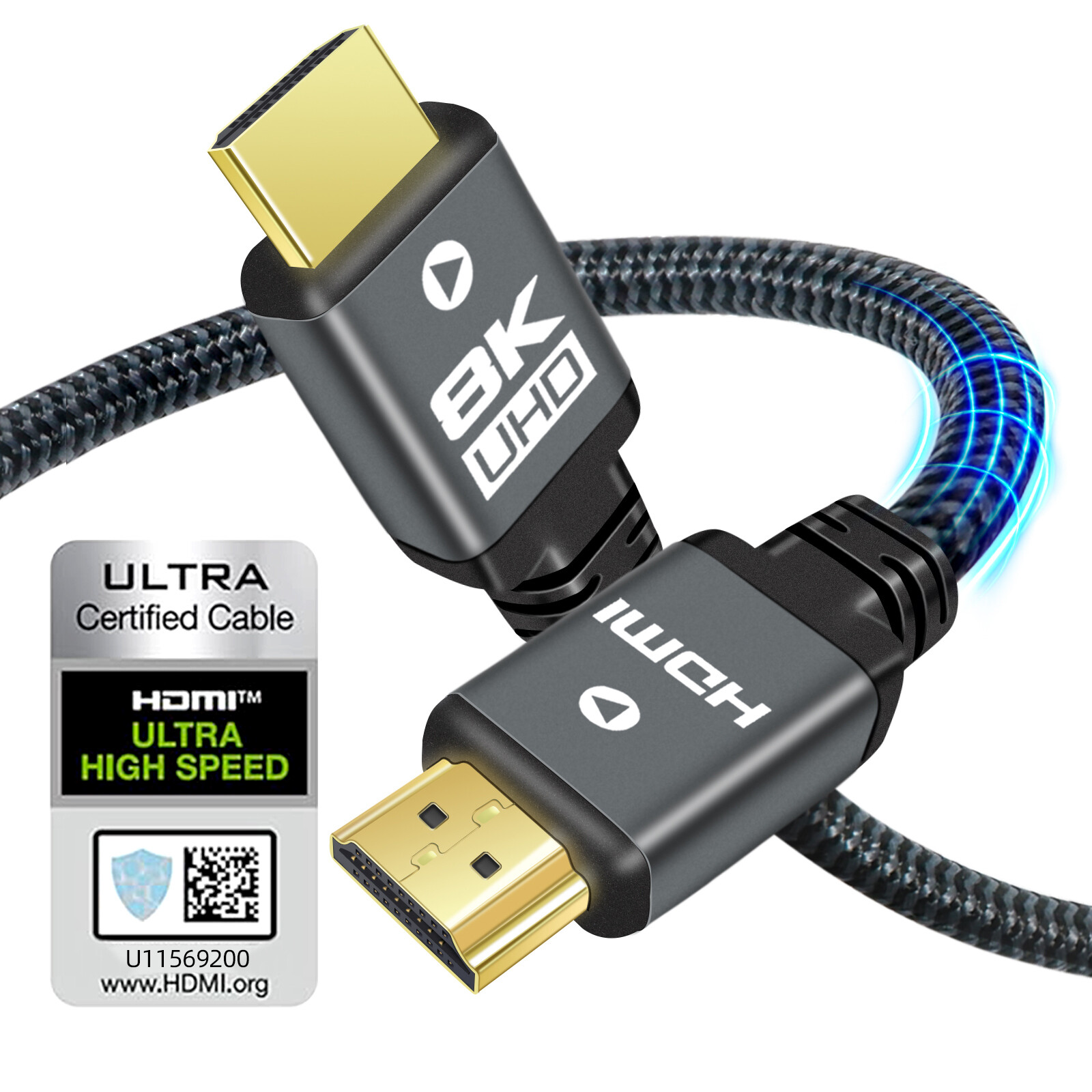 8K HDMI Cable HDMI 2.1 48Gbps High Speed Braided UHD HDTV 3D Dolby HDCP eARC HDR