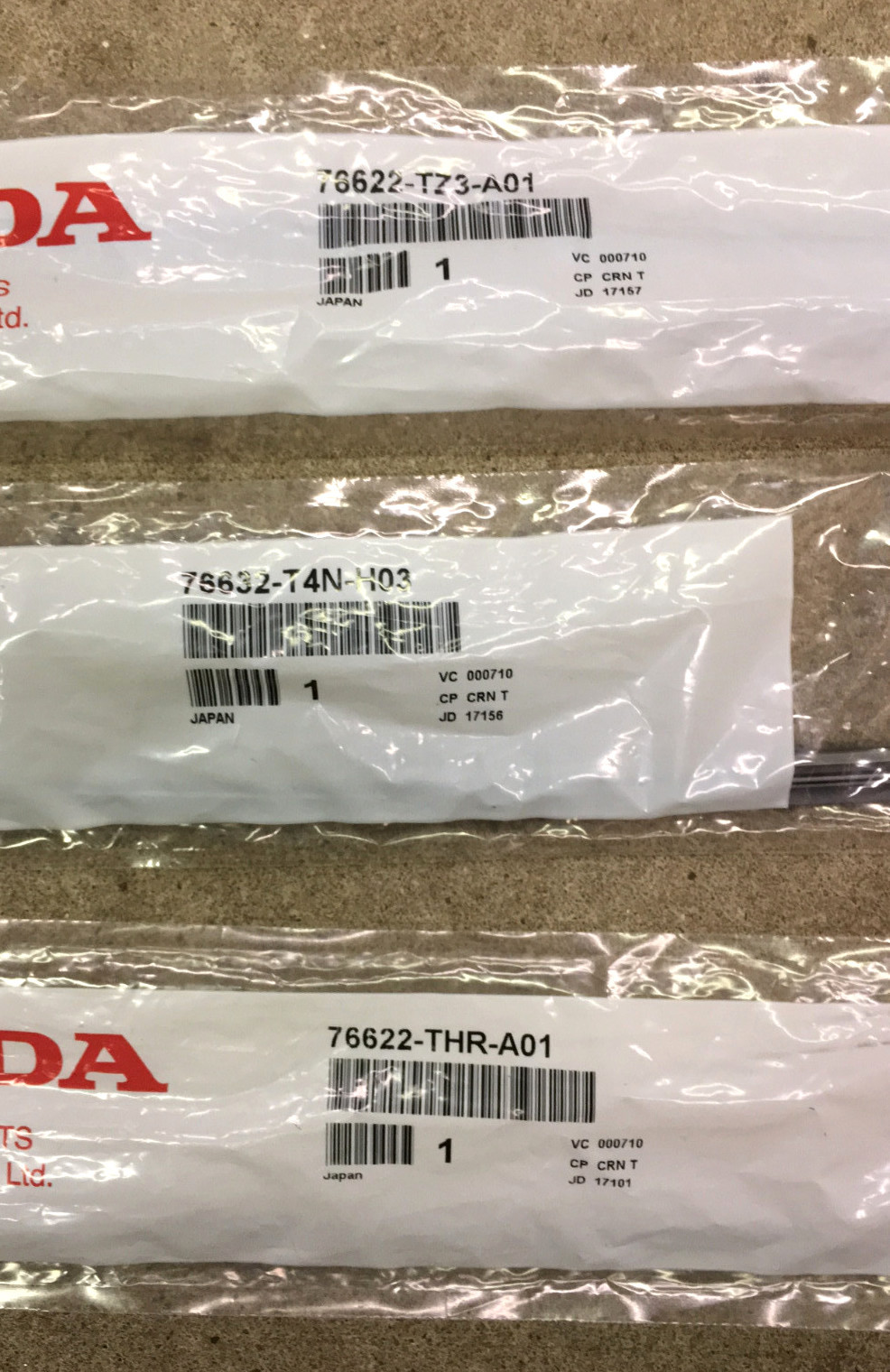 Genuine OEM Honda Odyssey Front & Rear Wiper Rubber Insert Set Inserts 2018-2026