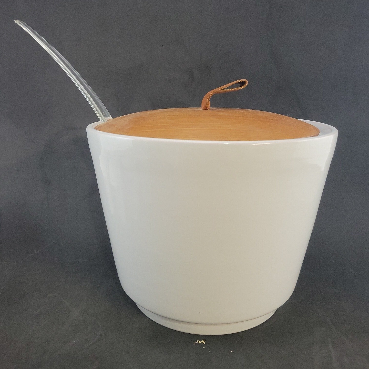 Buckeberg Punch Set Ceramic with Teak Lid and Plastic Ladle Modern