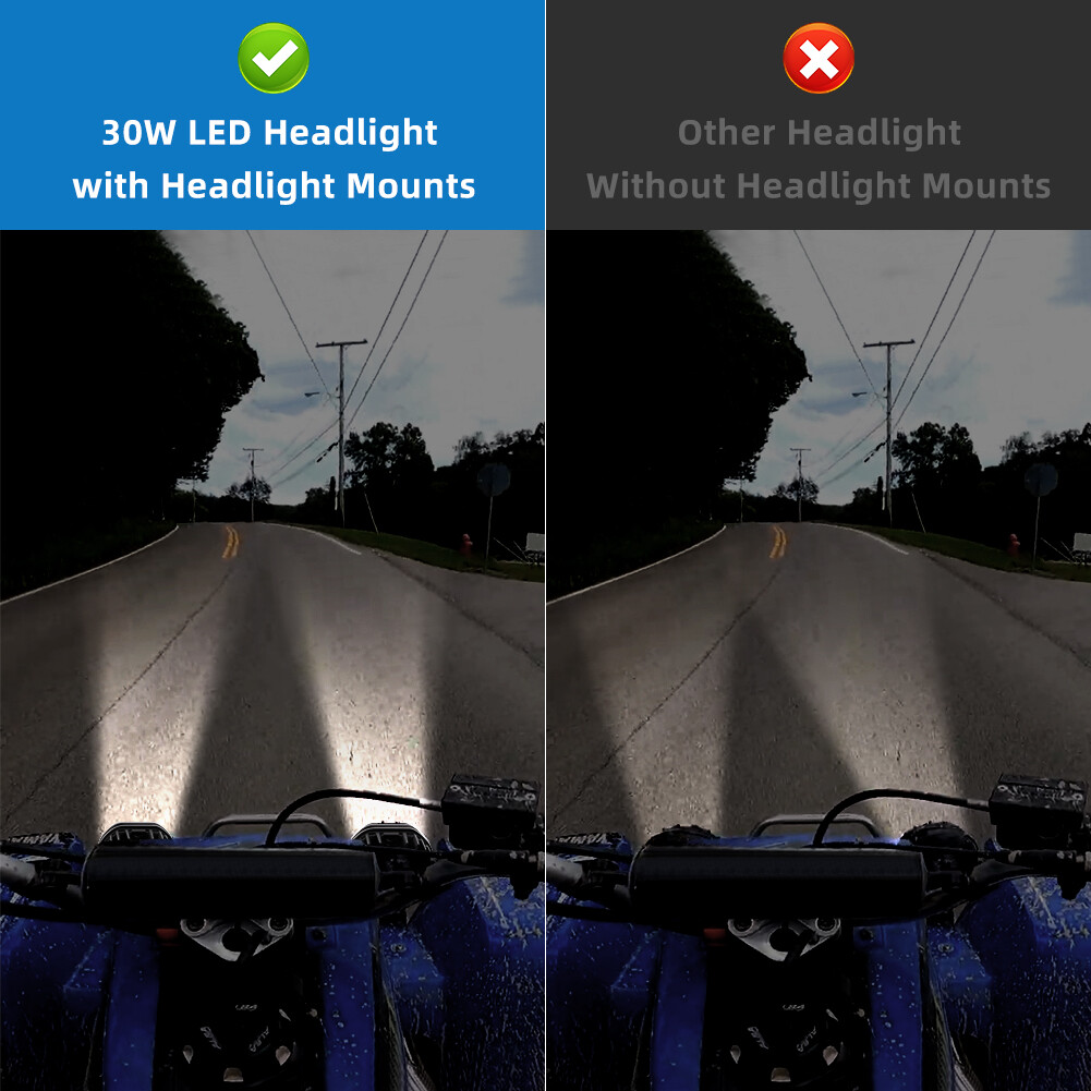 Pair LED Headlights Kit Lens Lights For Yamaha Banshee /Warrior 350 YFZ350 ATV