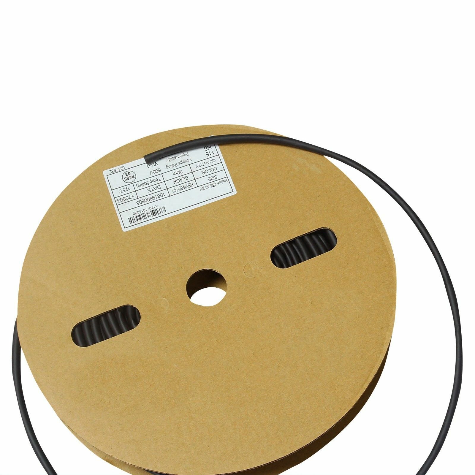 100 FT 100 Feet Black 1/4" 6mm Polyolefin 2:1 Heat Shrink Tubing Tube Cable