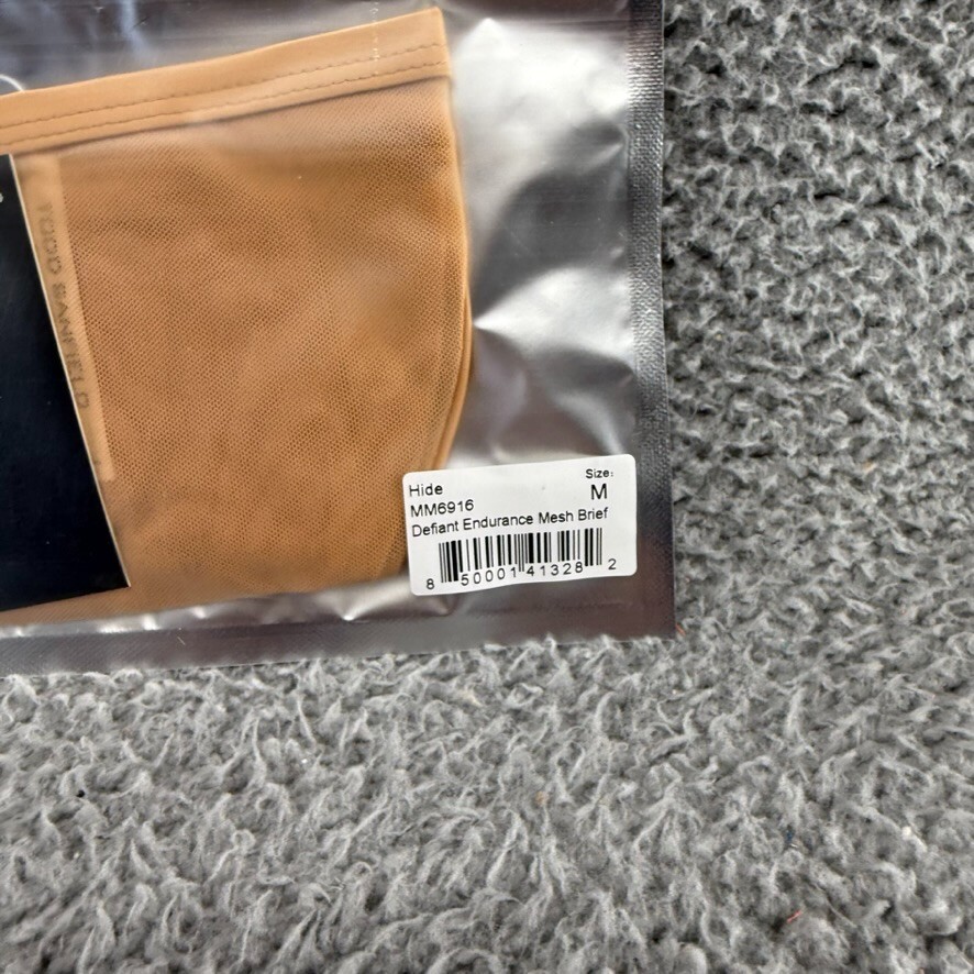 Todd Sanfield Brief Underwear mens Medium Tan Hide Defiant Endurance Mesh NEW