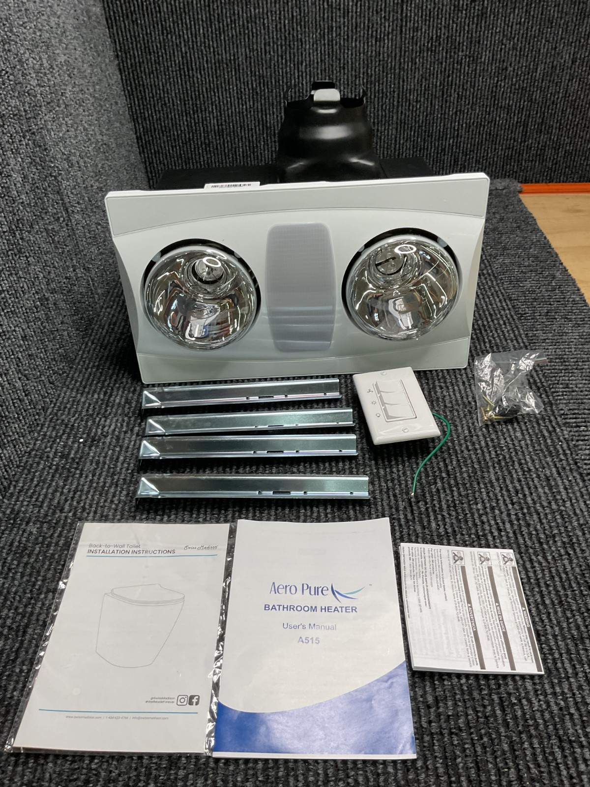 Aero Pure A515A W Quiet Bathroom Fan with Heat and Light NEW FREE FAST SHIP