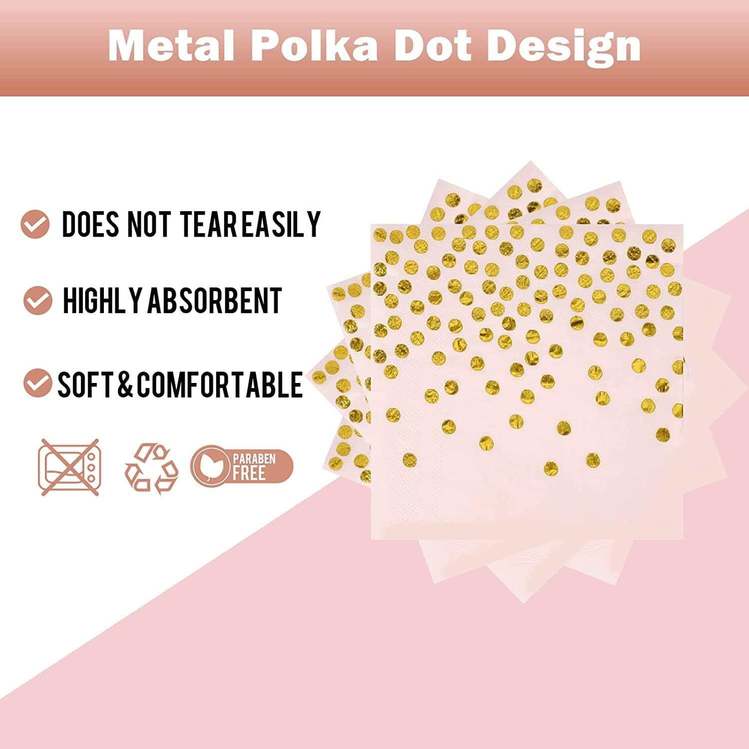 Elegant Pink Gold Party Plates with Napkins 50 Pack for All