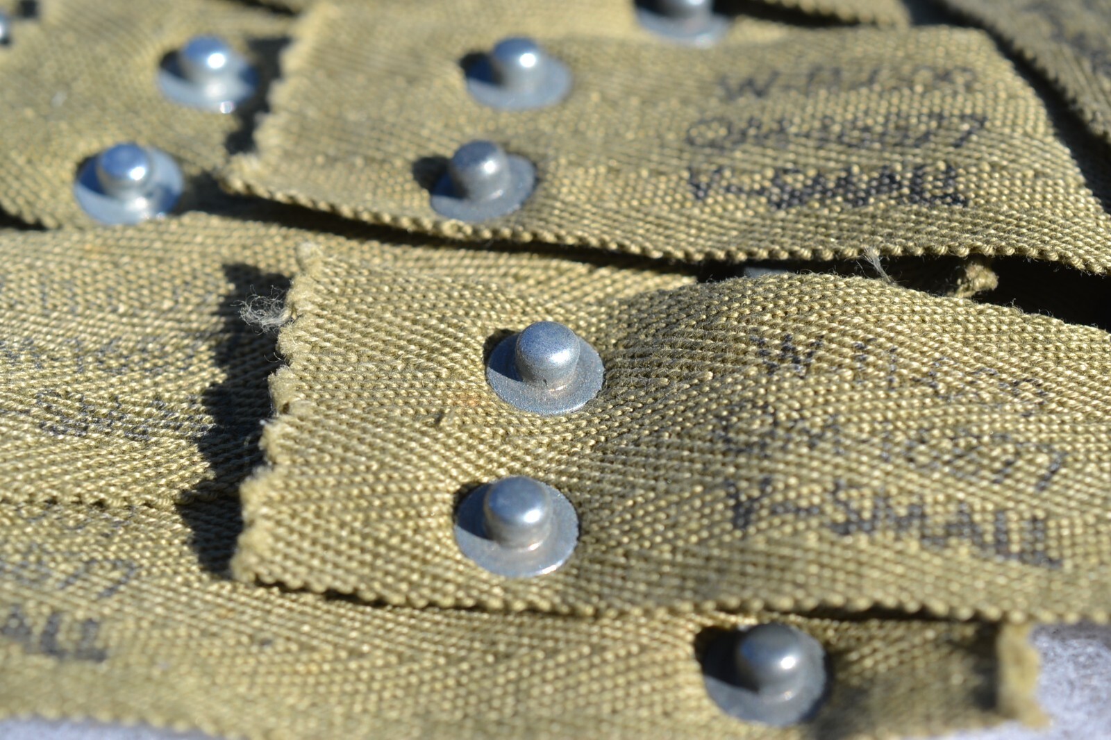 US ARMY M-1 HELMET LINER NAPE STRAP W-11 MAKER STAMP 4.5 INCHES LONG