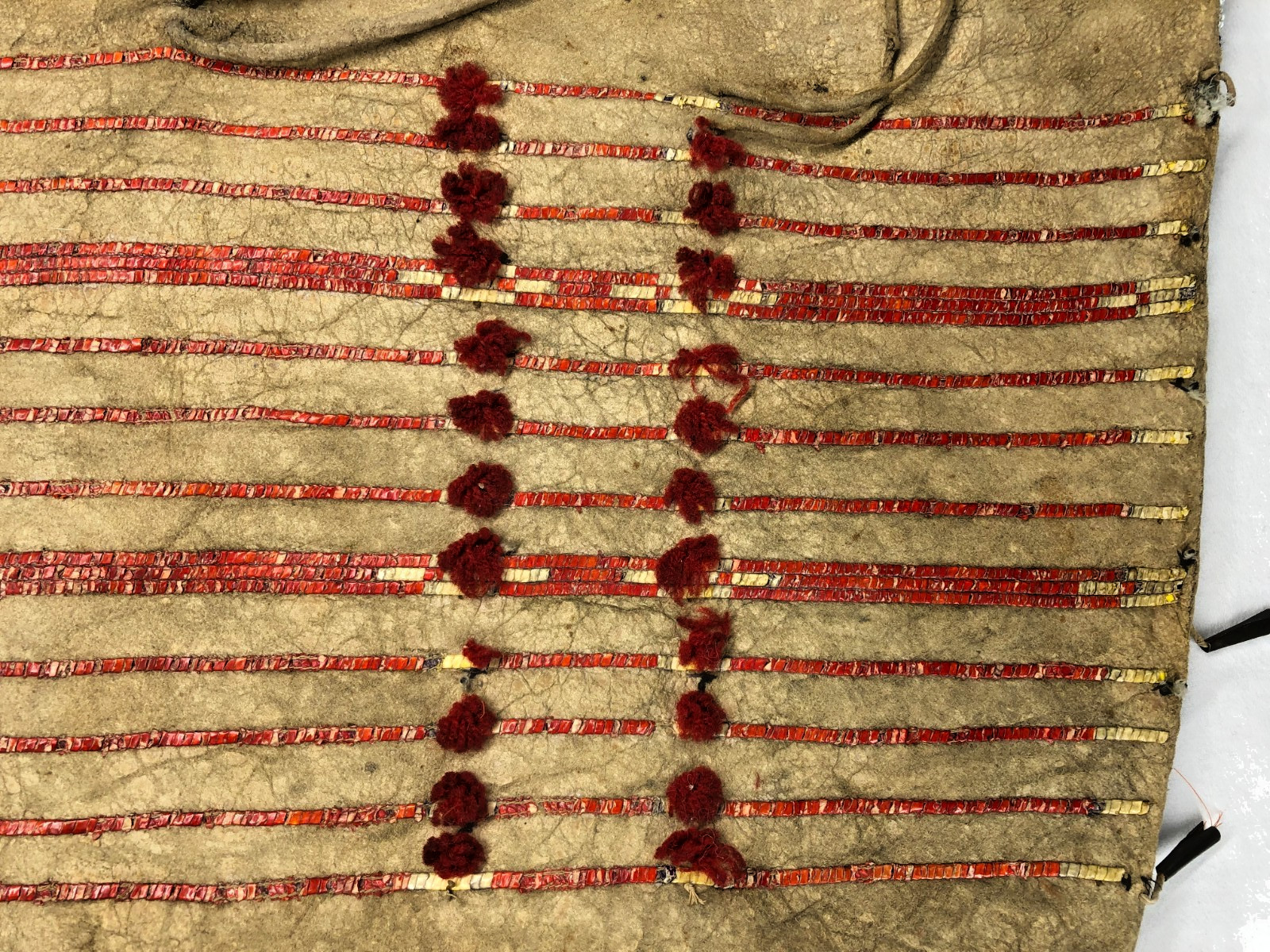 ANTIQUE LATE 1800'S SIOUX TEEPEE BAG OR SADDLE BAG W/ QUILL & BEADED DECORATIONS