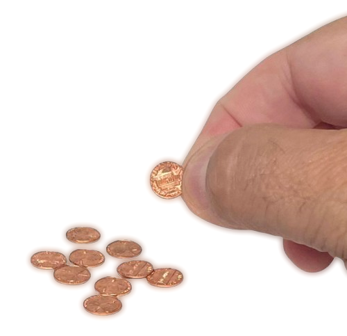 10 Set MINI PENNIES Tiny Penny Lincoln Coins For Magic Tricks Shrinking Joke