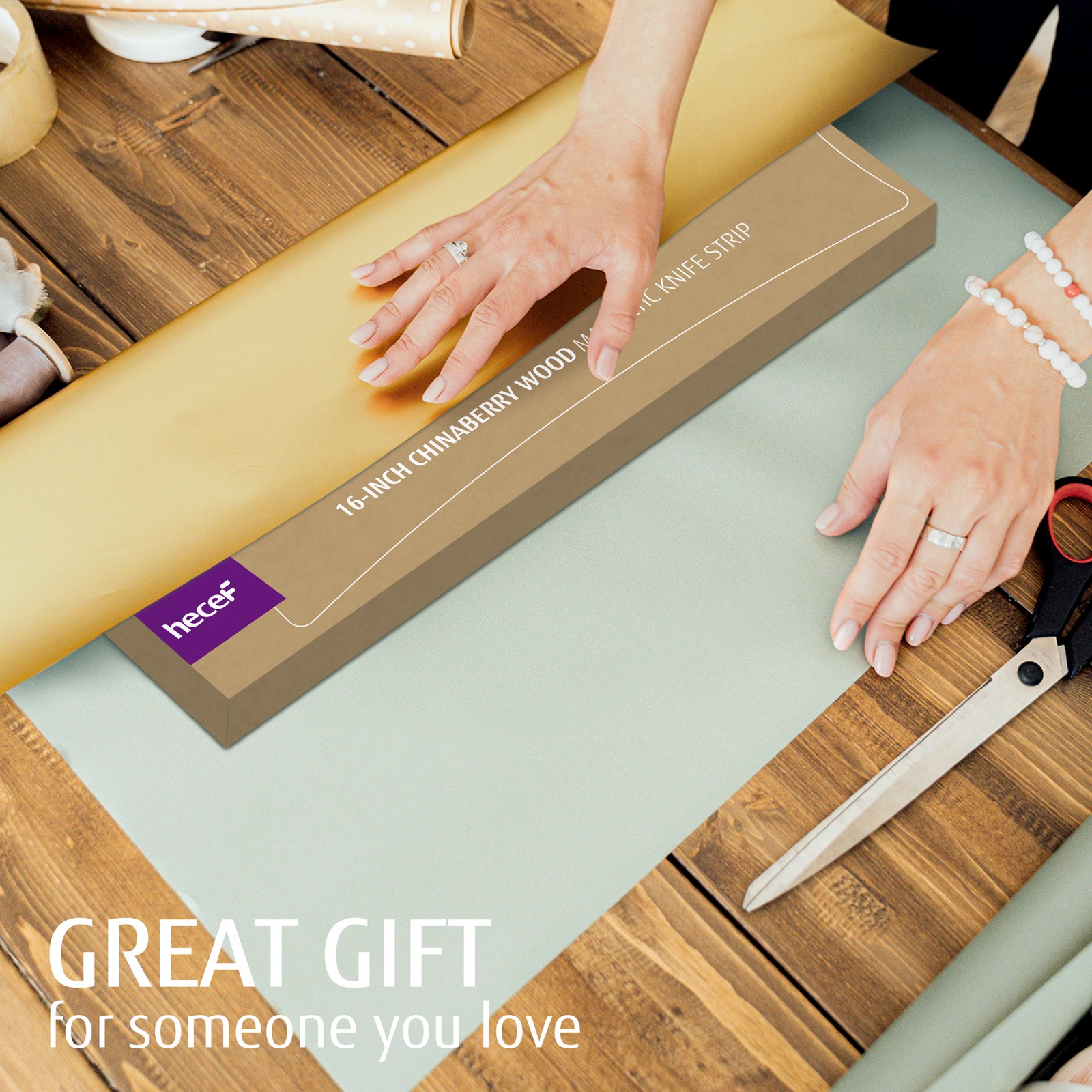 16in Magnetic Knife Strip Solid Wood Knife Organizer Rack Strong Magnets forWall