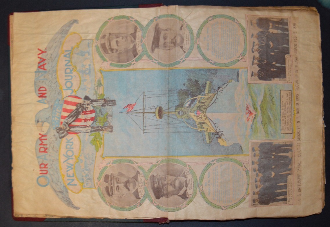 Antique 1898 SPANISH AMERICAN WAR SCRAPBOOK, Huge, Original ! Remember the Maine
