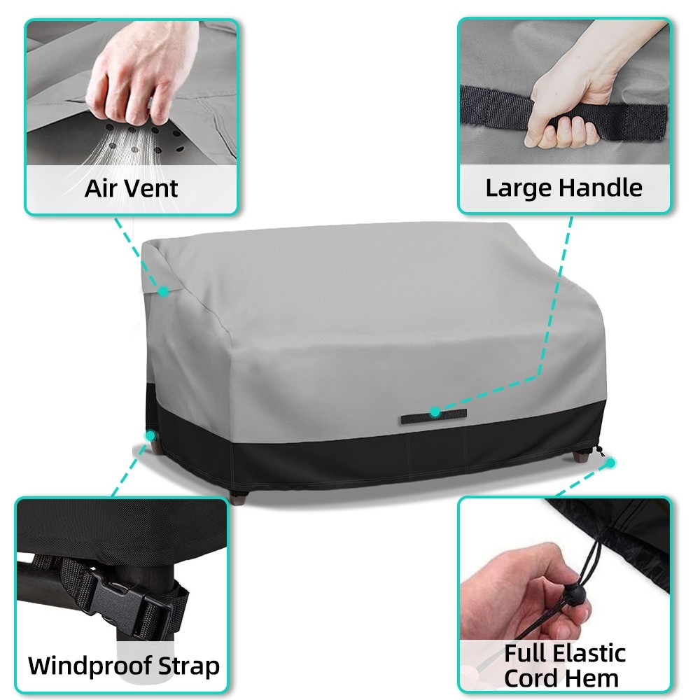 Fade and Tear Resistant Patio Loveseat Covers, Heavy-Duty Waterproof Couch Cover