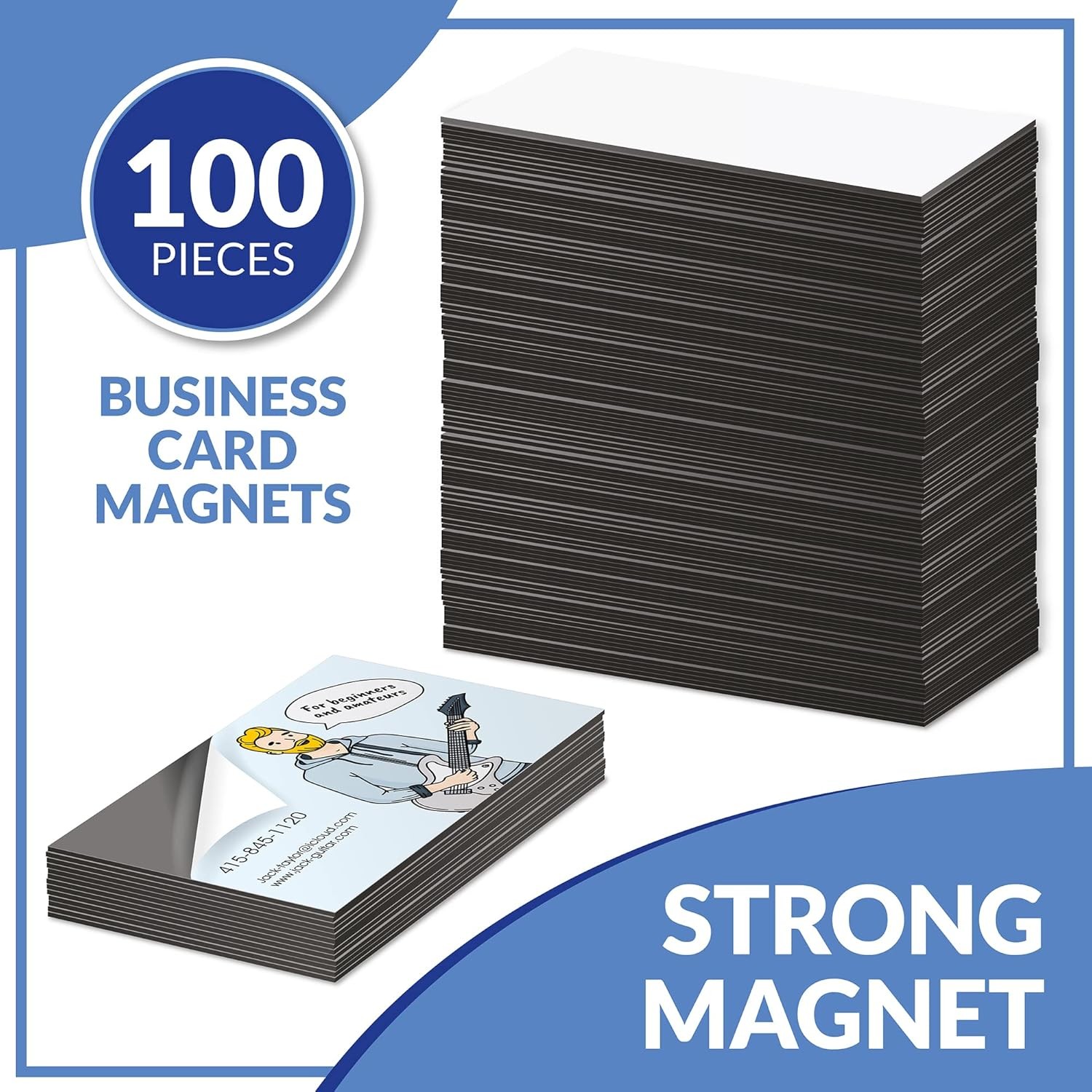 Business Card Magnets Pack of 100 – Customize with Peel and Stick Adhesive Magne