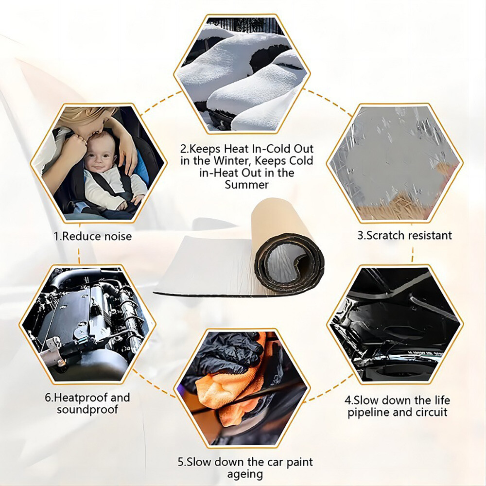 Self-adhesive Fireproof Sound Deadener Heat Insulation Mat For Car Hood Engine