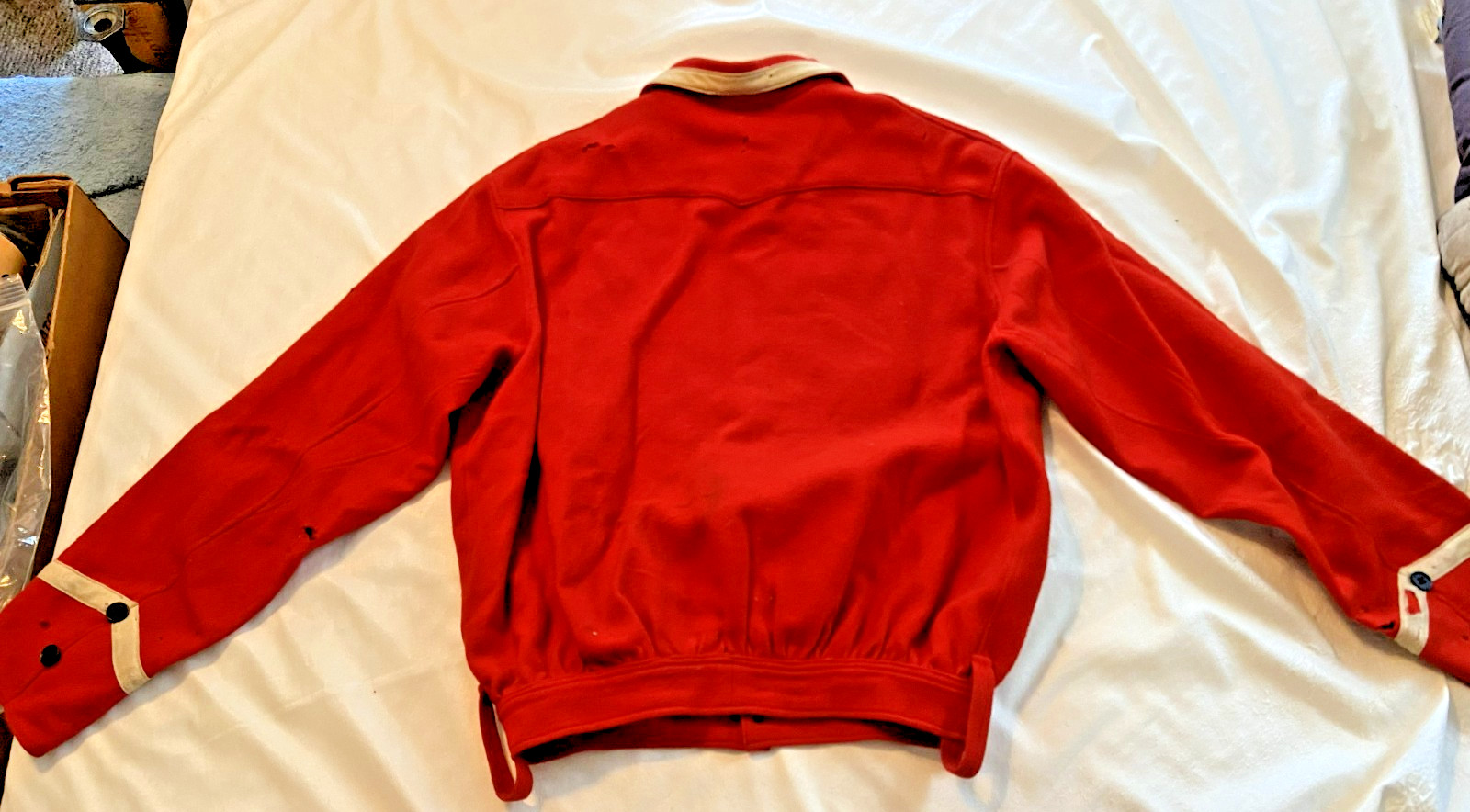 RARE FIND! 1880'S HEAVEY RED WOOL BASEBALL BIB TOP OR FIREMAN BIB TOP-CA7 LOGO