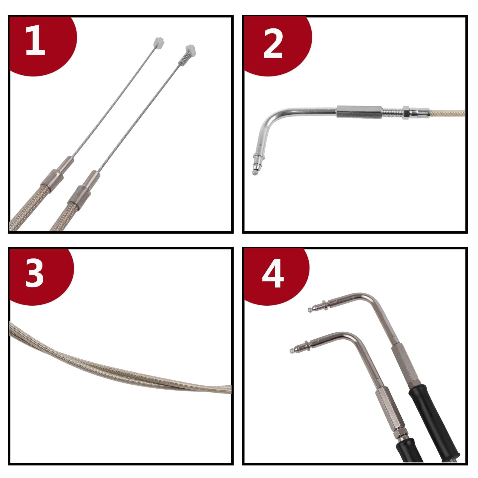 35.4" 55" 59" Stainless Steel Throttle Cable Wire Kit Idle Cable Compatible w...