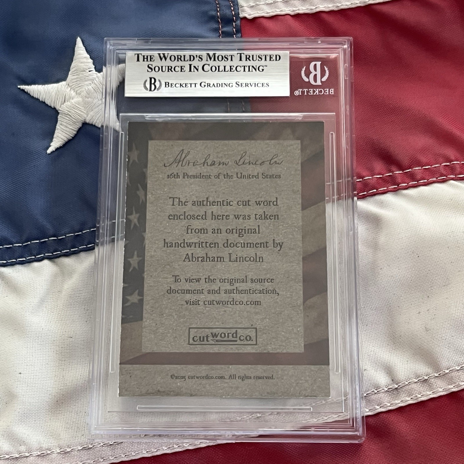 Abraham Lincoln Handwritten Word Removed From Beckett Autograph Document Signed