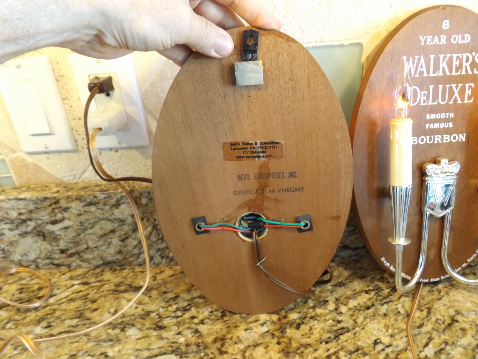 PAIR OF VINTAGE WALKER'S DELUXE BOURBON CANADIAN CLUB WHISKEY WALL SCONCE LIGHTS