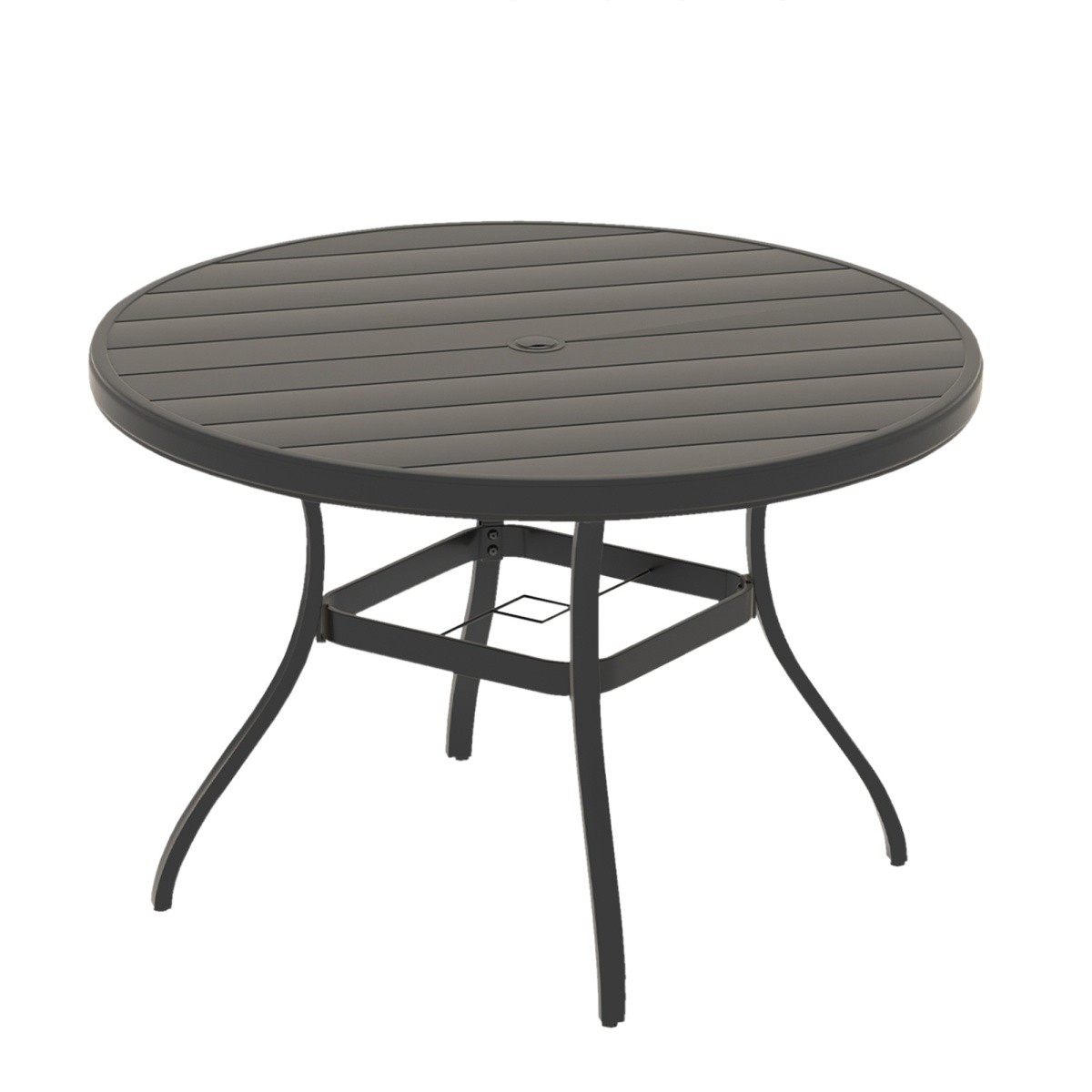 Outdoor Round Patio Dining Table Metal Dining Table with Umbrella Hole for Deck