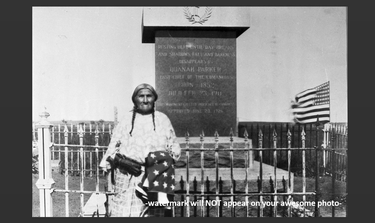 Chief Quanah Parker Grave PHOTO,Native American Indian Nation, Burial Site 1940