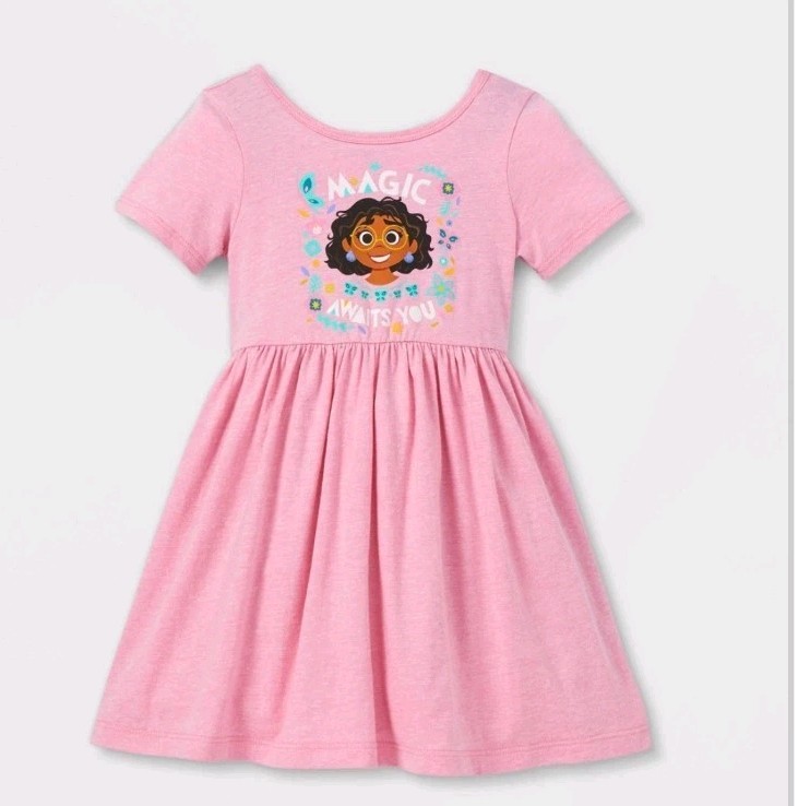NWOT-Girl's 5T Pink Dress Encanto  'Magic Awaits You'