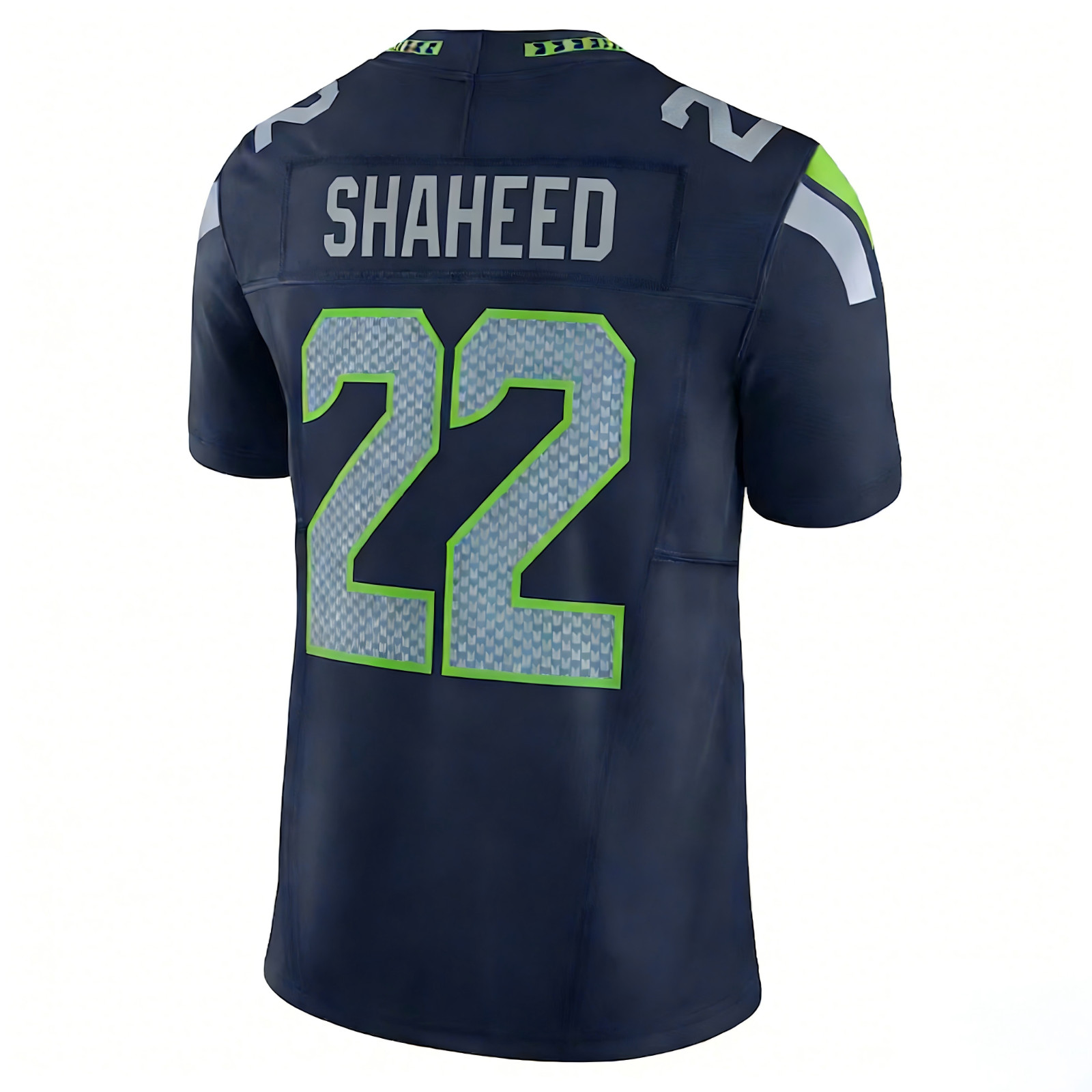 Men's Seahawks Rashid Shaheed Navy Super Bowl LX Patch Stitched Jersey