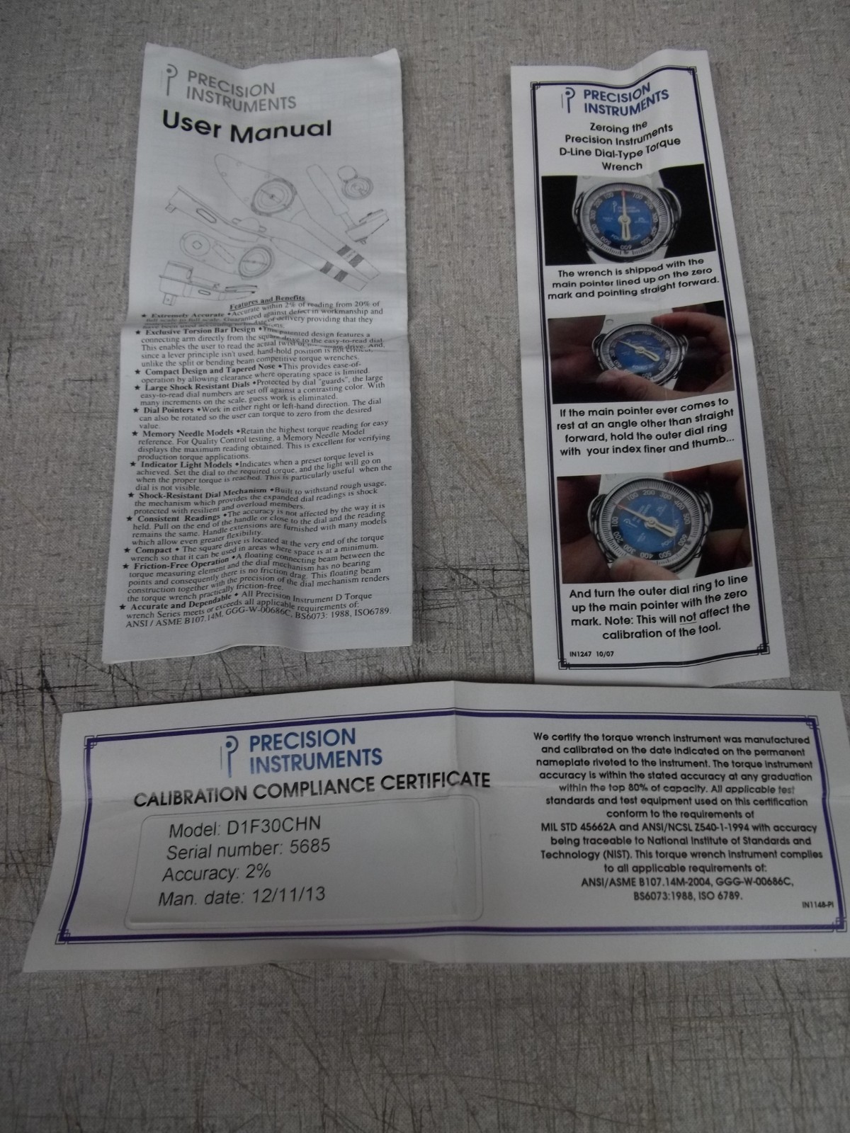 Precision Instruments D1F30CHN 1/4" Drive Dial Type Torque Wrench, 6 - 30 in/lbs